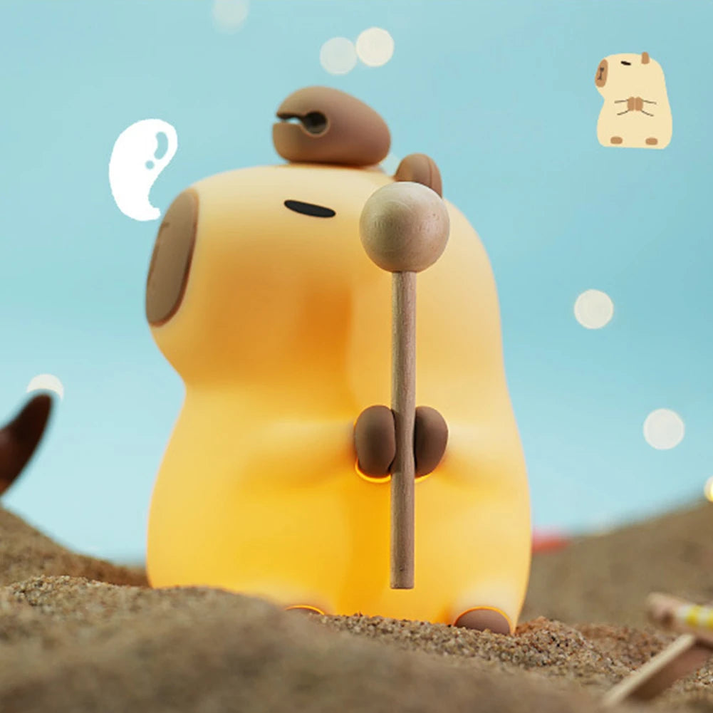 Capybapy Night Light, Animal Silicone Lamp, Pat Control Light, Touch Lamp, USB Charging, Bedside Lamp, for Kid Lovely Gifts