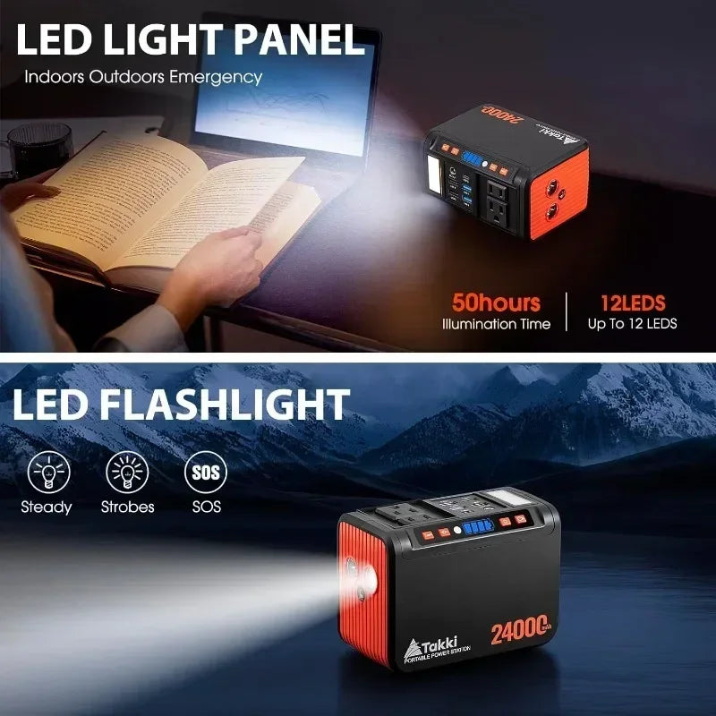 Best-Sellinghome.Power Station 88Wh, Solar Generator Power Bank with 110V AC DC USB Ports LED Flashlight for Camping Home Emerge