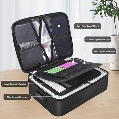 Fireproof Document Organizer with Lock Safe Storage Box Waterproof File Box for Important Documents Files and More
