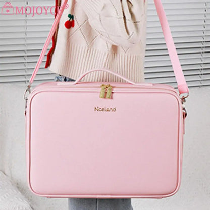 Smart LED Cosmetic Case with Mirror Women Makeup Bag Portable Large Capacity Fashion PU Leather Casual for Weekend Vacation