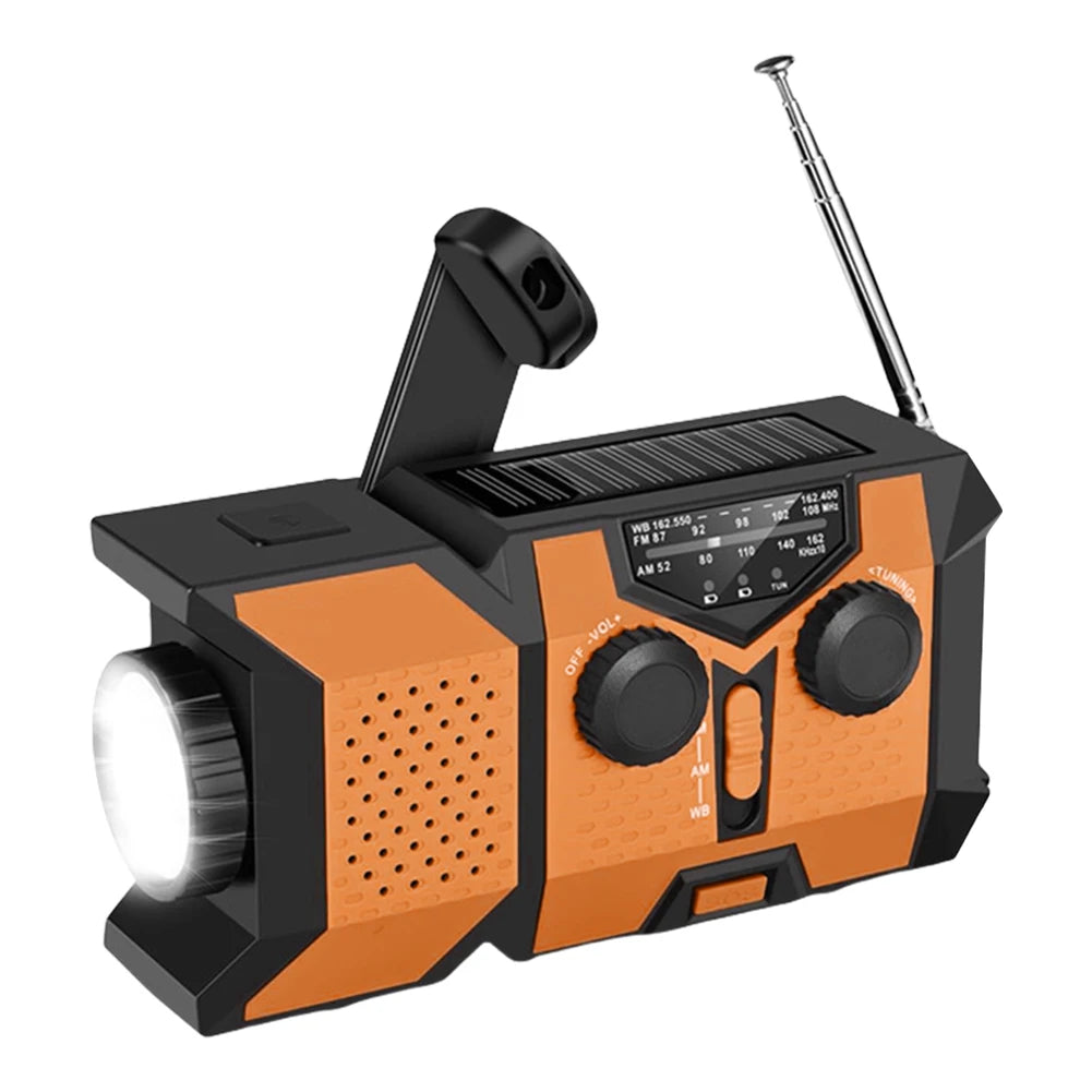 Hand Crank Emergency Radio AM/FM/WB Weather Radio with Power Bank SOS Flashlight Portable Radio for Indoor Outdoor Emergencies