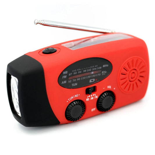 Emergency Weather Radio FM AM Hand Crank Solar Radio 2000/12000Mah Power Bank SOS Alarm with LED Flashlight for Camping Hiking