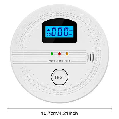 2-In-1 CO and Smoke Detector LCD Digital Display CO Gas Monitor Alarm Sound Warning & LED Indicator CO Sensor for Home Warehouse