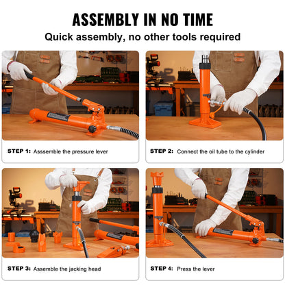 Succebuy 4/10/12/20 Ton Power Hydraulic Cylinder Jack Autobody Frame Repair Tool Kit Automotive Truck Lifting Heavy Equipment