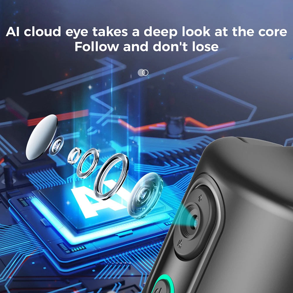 Face Tracking Phone Tripod Holder 360° Rotation Follow-Up Gimbal Stabilizer Gesture Control Built-In Fill Light for Tiktok Vlog