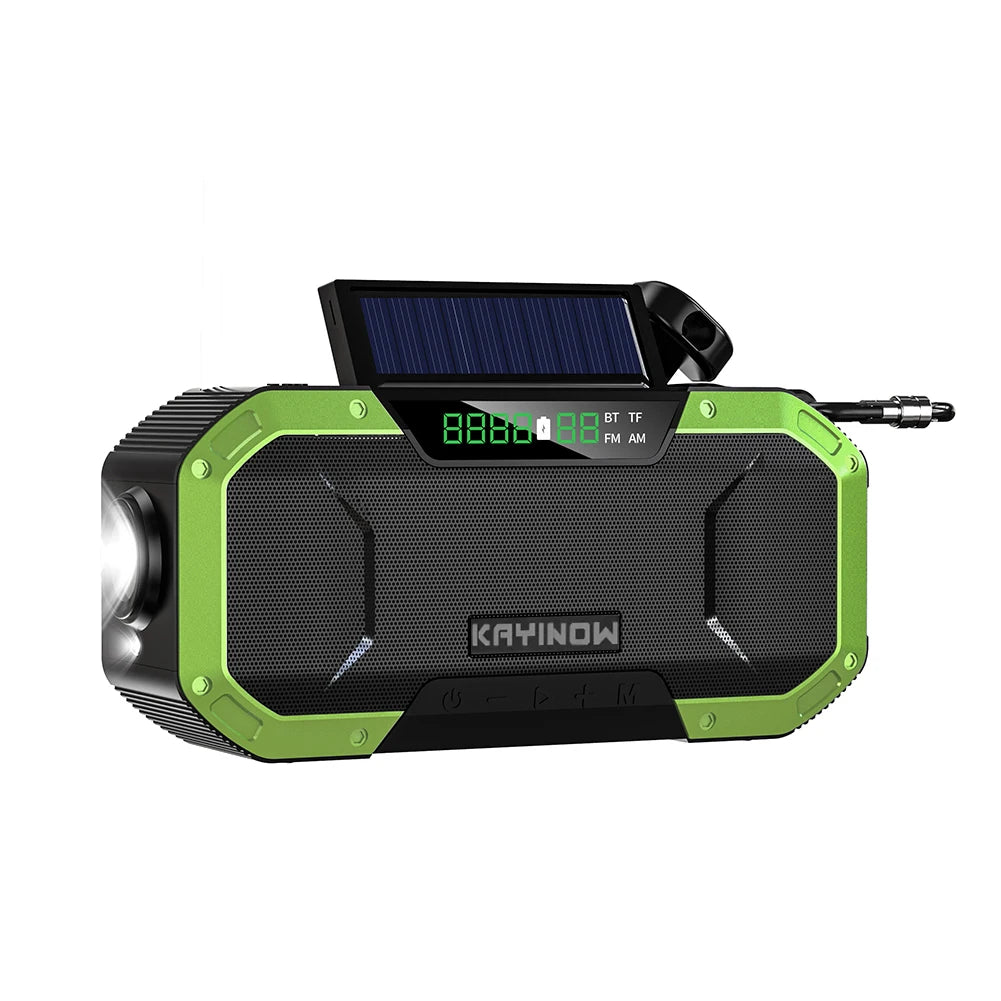 Solar Hand Crank Radio 5000Mah Power Bank Emergency Radio Bluetooth-Compatible SOS Alarm Super-Bright Flashlight for Outdoor