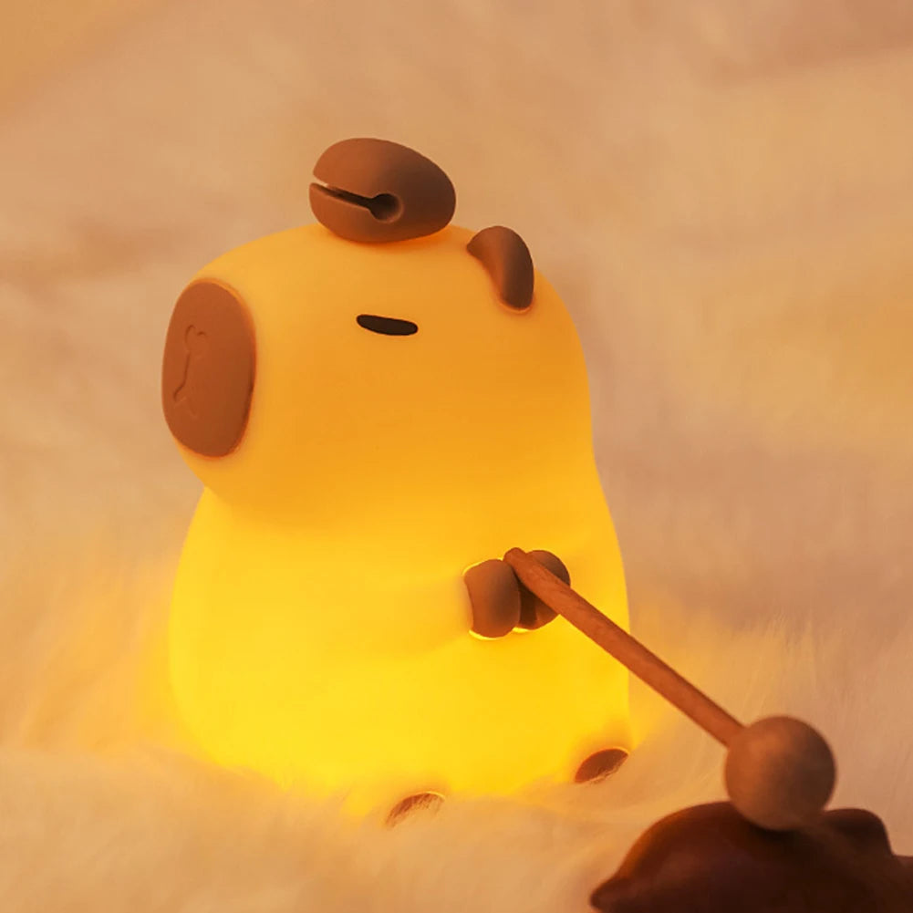 Capybapy Night Light, Animal Silicone Lamp, Pat Control Light, Touch Lamp, USB Charging, Bedside Lamp, for Kid Lovely Gifts