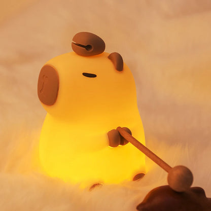 Capybapy Night Light, Animal Silicone Lamp, Pat Control Light, Touch Lamp, USB Charging, Bedside Lamp, for Kid Lovely Gifts