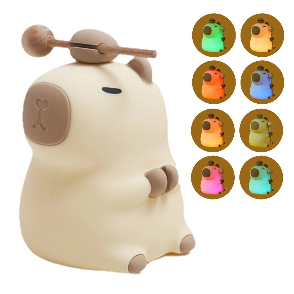 Capybapy Night Light, Animal Silicone Lamp, Pat Control Light, Touch Lamp, USB Charging, Bedside Lamp, for Kid Lovely Gifts