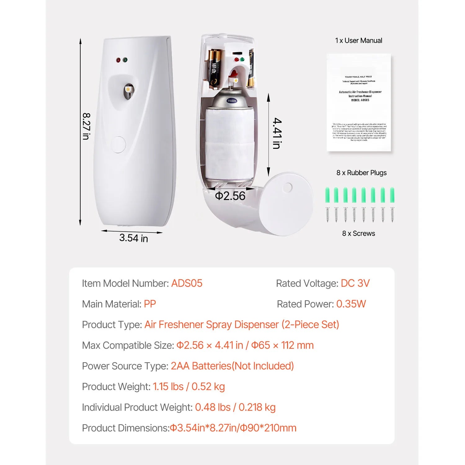 Automatic Air Freshener Spray Dispenser 2/4-Pack Wall Mounted or Freestanding Air Freshener for Home Bathroom Office Hotel