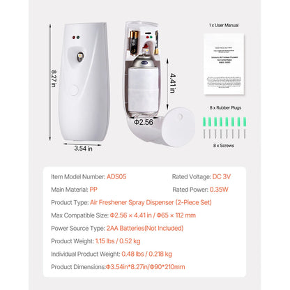 Automatic Air Freshener Spray Dispenser 2/4-Pack Wall Mounted or Freestanding Air Freshener for Home Bathroom Office Hotel