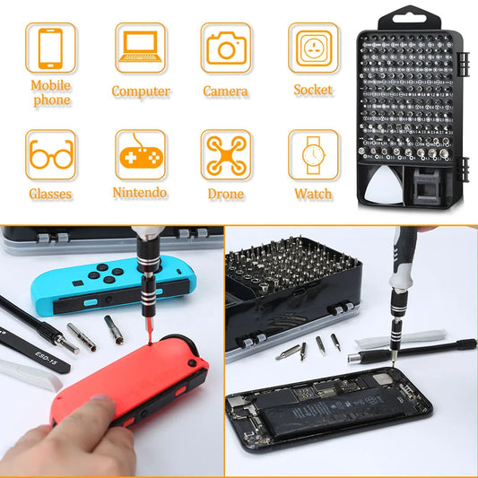 115 in 1 Screwdriver Set Anti-Slip Handle Magnetic Screwdriver for DIY Work Small Electronic Devices Disassembly Tools