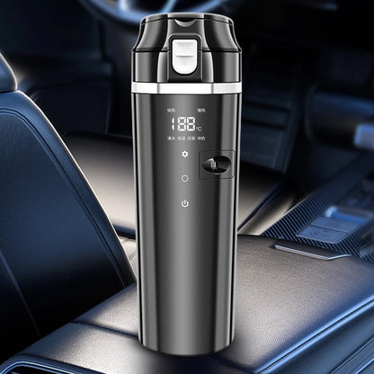 12V/24V Car Heating Cup Digital LCD Display Travel Coffee Mug Warmer Smart Temperature Control Thermos Cup Stainless Steel 500ML