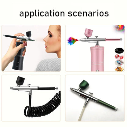 1 Whole Set Airbrush Spray Gun with Tube, Mini Air Pump Set, Airbrush Spray Gun for Nail Art, Makeup, Cake Making, Painting, Cra