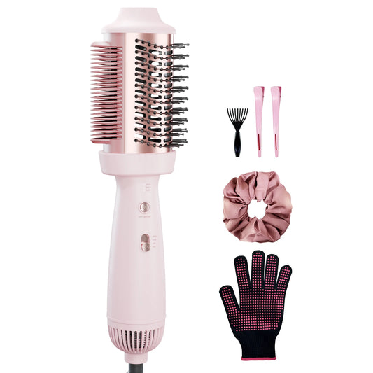 Smooth Style Heated Comb + Blow Dryer Brush,2-In-1 Hot Air Brush for One-Step Straightener Hair Dryer and Styler