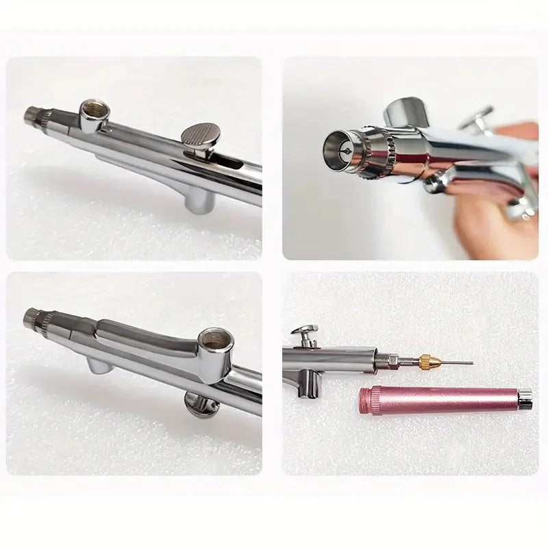 1 Whole Set Airbrush Spray Gun with Tube, Mini Air Pump Set, Airbrush Spray Gun for Nail Art, Makeup, Cake Making, Painting, Cra