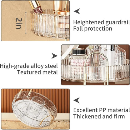 3 Tier 360° Rotating Makeup Organizer Large-Capacity Cosmetic Storage Skincare Holder Vanity Organizer Bathroom Storage Box