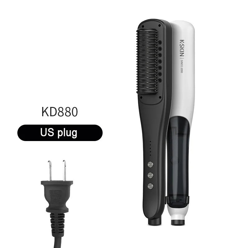 Professional Hair Straightener Steampod Hot Mist Steam Iron with Water Brush Anti-Scald Negative Ion Ceramic Comb Curling Hair