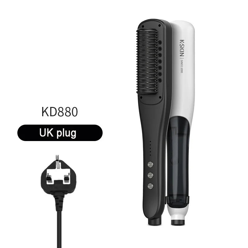 Professional Hair Straightener Steampod Hot Mist Steam Iron with Water Brush Anti-Scald Negative Ion Ceramic Comb Curling Hair