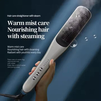 Professional Hair Straightener Steampod Hot Mist Steam Iron with Water Brush Anti-Scald Negative Ion Ceramic Comb Curling Hair