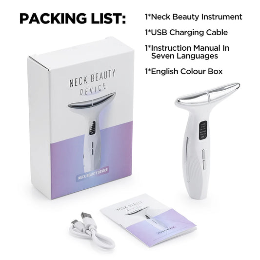 LED Neck Beauty Device EMS Facial Lifting Firming Massage Beauty Machine Skin Care Vibration Facial Massager Double Chin Remover