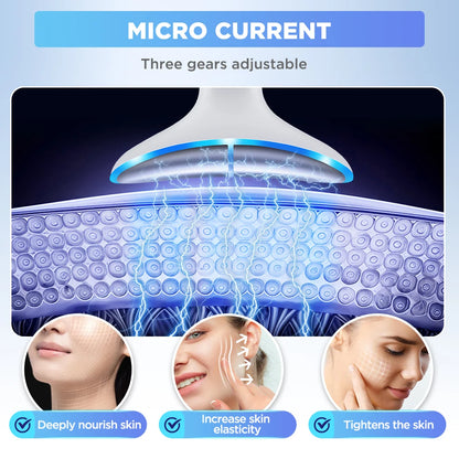 LED Neck Beauty Device EMS Facial Lifting Firming Massage Beauty Machine Skin Care Vibration Facial Massager Double Chin Remover