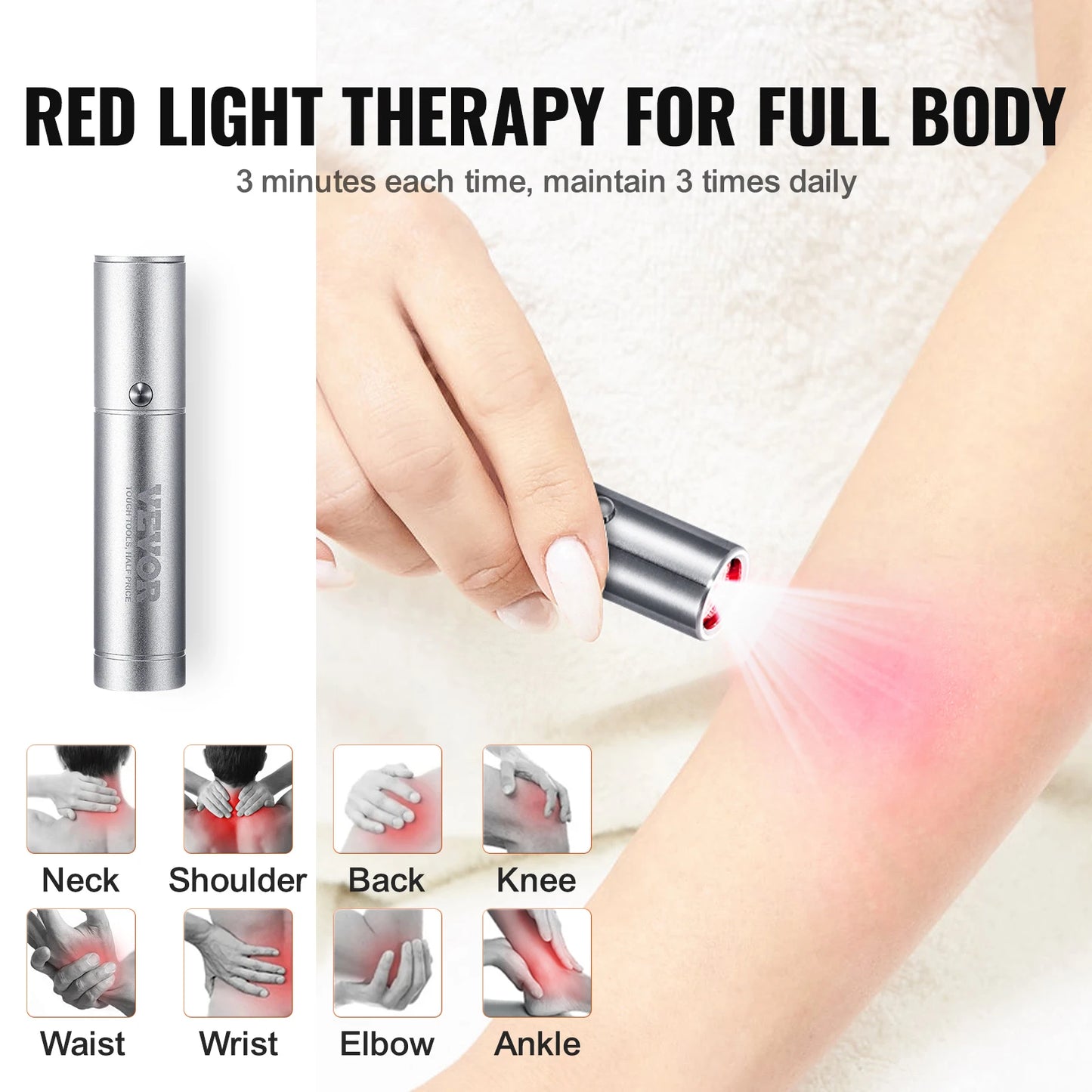 Red Light Therapy Device with Tip Facial & Body Light Therapy Wand for Joint Mouth Nose Handheld Red Light Therapy Torch