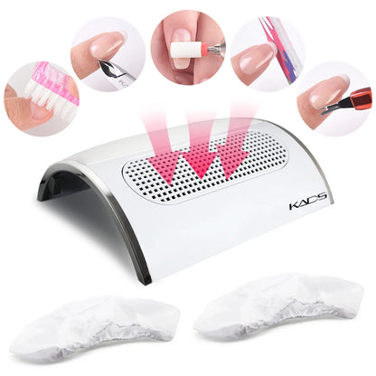 Nail Dust Collector Nail Art Dust Suction Collector Hand Rest Design Strong Nail Dust Vacuum with 2 Dust Collecting Bags