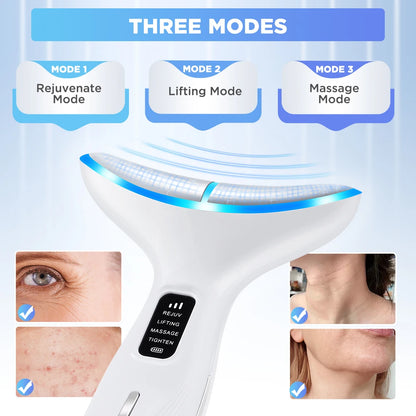 LED Neck Beauty Device EMS Facial Lifting Firming Massage Beauty Machine Skin Care Vibration Facial Massager Double Chin Remover
