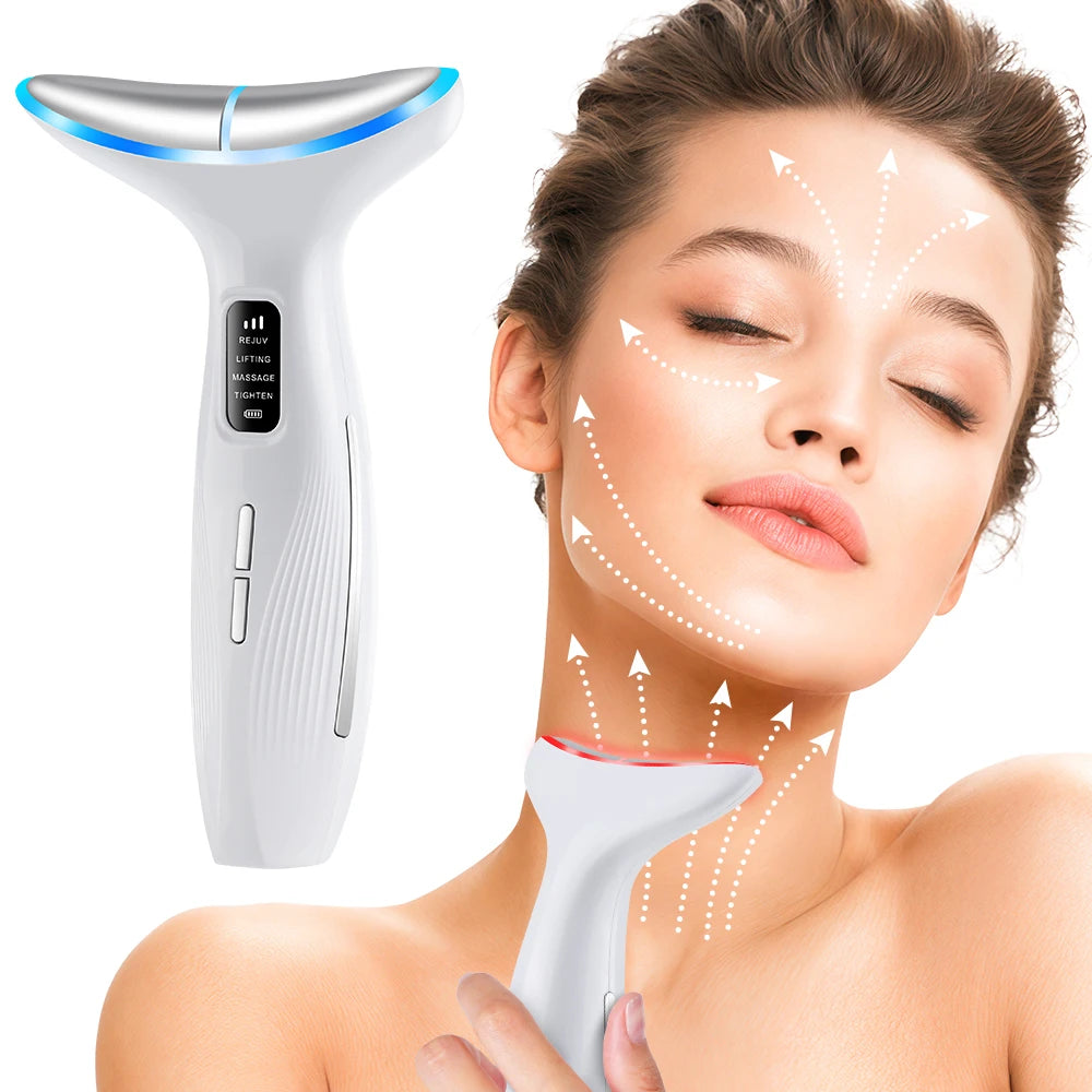 LED Neck Beauty Device EMS Facial Lifting Firming Massage Beauty Machine Skin Care Vibration Facial Massager Double Chin Remover