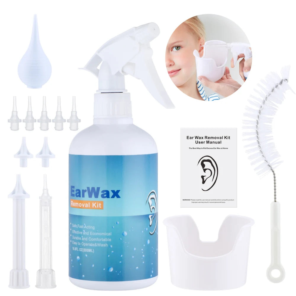 500Ml Ear Cleaner Kit Ear Wax Remover Plastic Bottle Ear Irrigation Washer Set for Adults Kids Ear Care Limpiador De Oidos