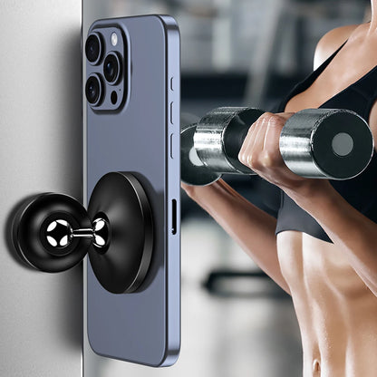 Double-Sided Magnetic Phone Holder Alloy Base Dual Magnet Mount Stand for Magsafe Iphone 15/14/13/12 Series for Gym Car Kitchen