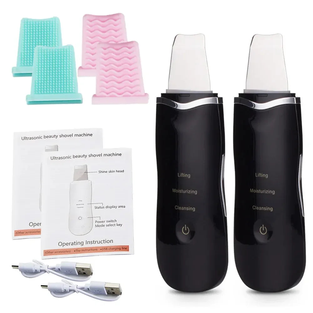 Ultrasonic Skin Scrubber Ance Pore Cleaner Peeling Blackhead Remover Deep Face Cleaning Ultrasonic Ion Facial Shovel Cleanser