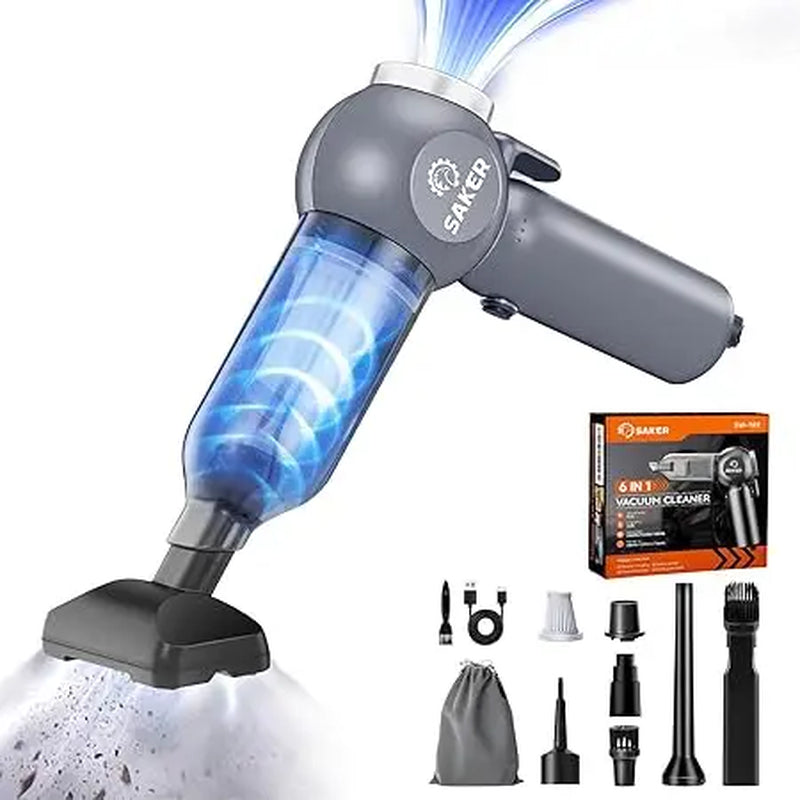 6 in 1 Car Vacuum Cleaner, 20000PA Handheld Vacuum Cordless Rechargeable 7800Mah with Type-C Reverse Charging, Window Breaker A