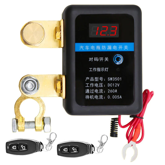 DC 12V Remote Battery Disconnect Switch 260A Automatic Power Shut off Switch Car Remote Battery Cut off Switch for Car Truck SUV