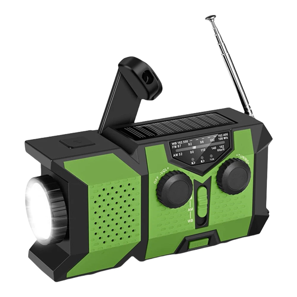 Hand Crank Emergency Radio AM/FM/WB Weather Radio with Power Bank SOS Flashlight Portable Radio for Indoor Outdoor Emergencies