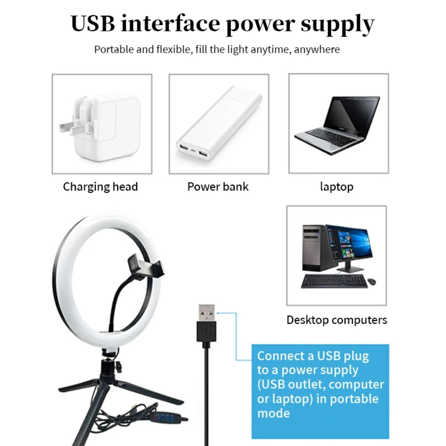 10 Inch Ring Light with Tripod and Phone Holder Adjustable Suitable Videos Photography Selfies Makeup Live Streaming