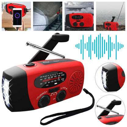 2000Mah Hand Crank Emergency Radio with LED Flashlight Power Bank Charger AM/FM/NOAA Weather Alert for Camping Hiking
