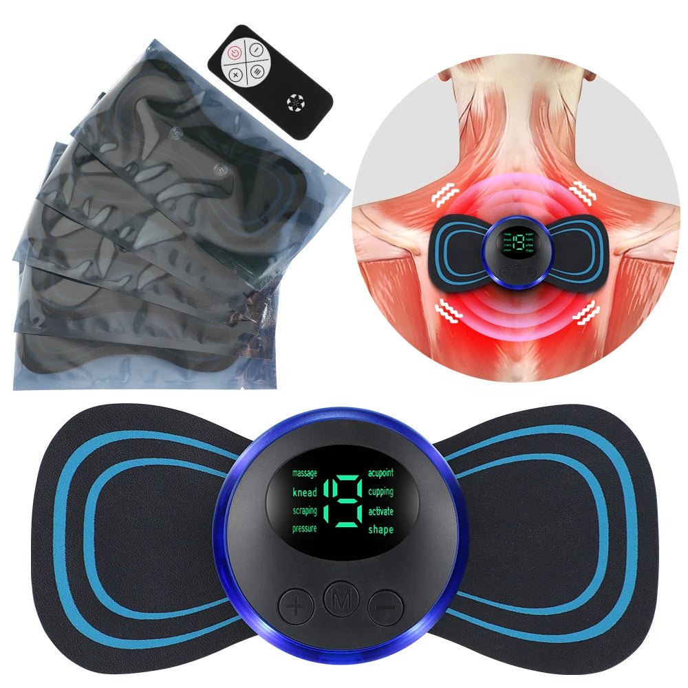 EMS Electric Neck Massager Back Shoulder Remote Control Leg Massage Pad Body Muscles Relaxation TENS Pads Fatigue Relief Patches