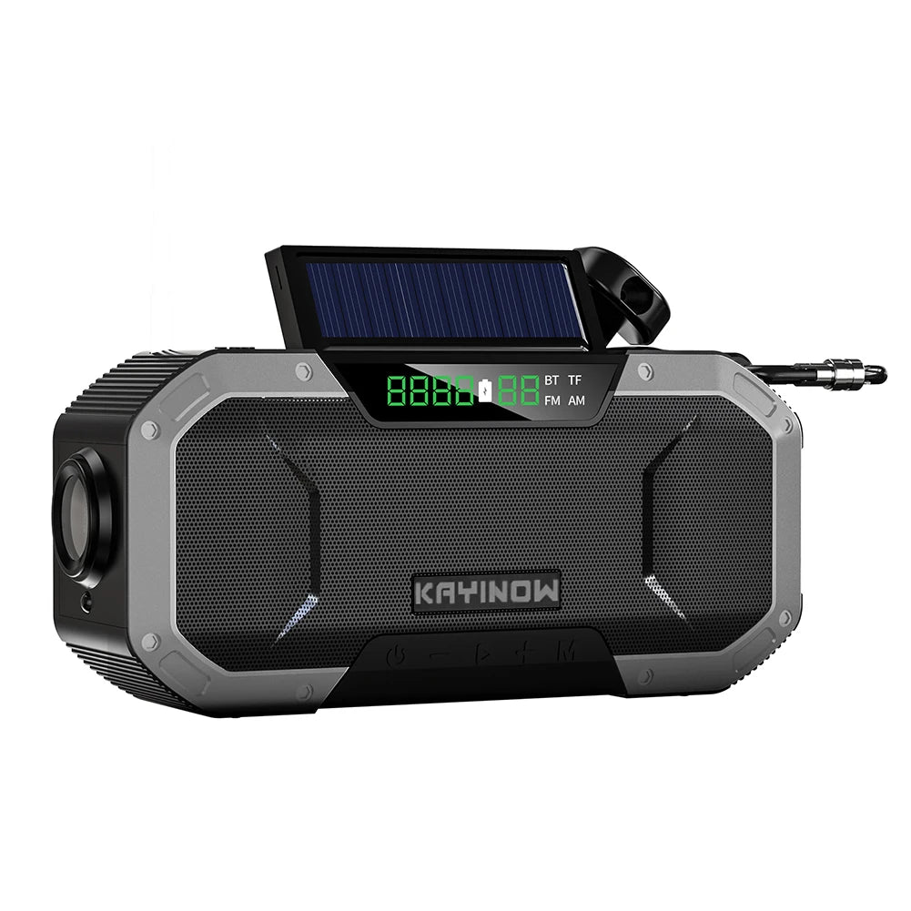 Solar Hand Crank Radio 5000Mah Power Bank Emergency Radio Bluetooth-Compatible SOS Alarm Super-Bright Flashlight for Outdoor