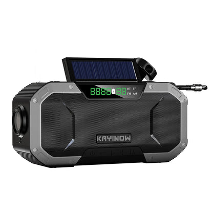 Solar Hand Crank Radio 5000Mah Power Bank Emergency Radio Bluetooth-Compatible SOS Alarm Super-Bright Flashlight for Outdoor