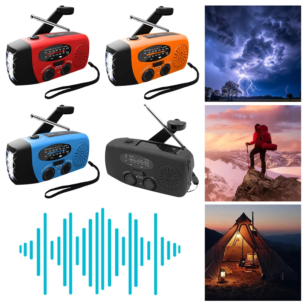 2000Mah Hand Crank Emergency Radio with LED Flashlight Power Bank Charger AM/FM/NOAA Weather Alert for Camping Hiking