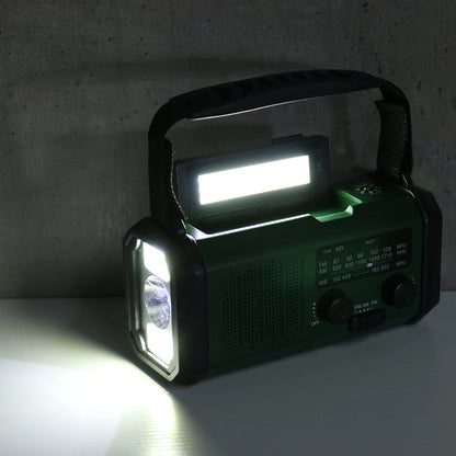 AM/FM/NOAA Weather Pocket Flashlight Radio SOS LED Emergency Radio Solar Hand Crank Powered Wind up Phone Charger Bank