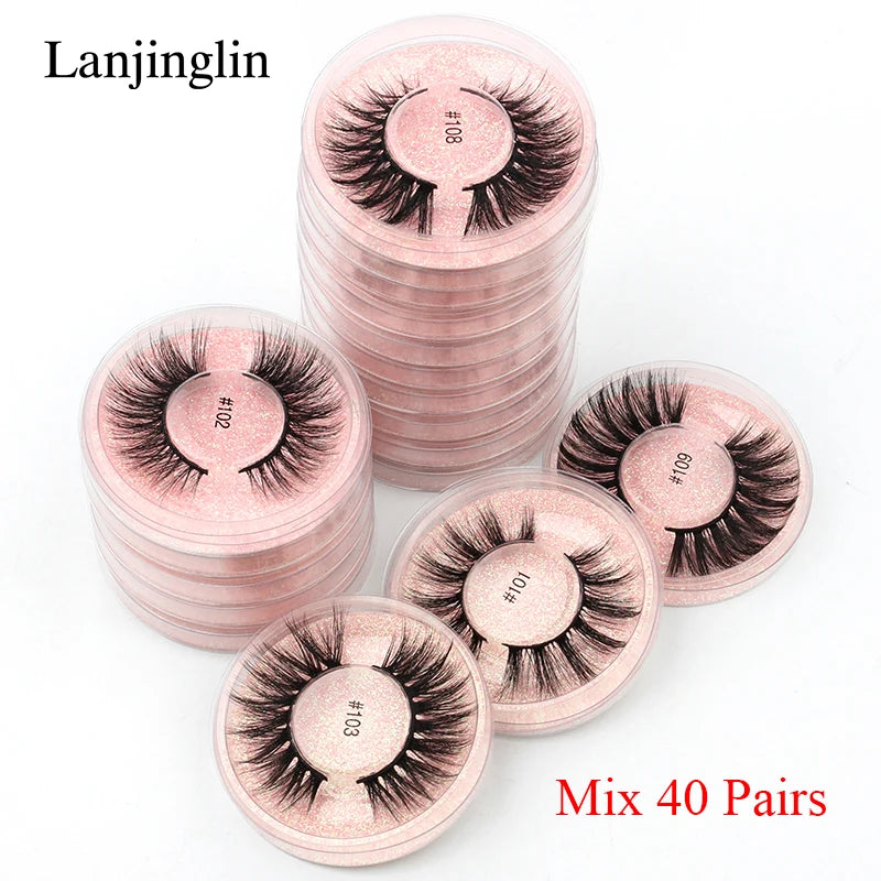 Mink Lashes Bulk Wholesale 10/50/100 Pairs 3D Mink Eyelashes Natural Fluffy False Eyelashes Pack Makeup Soft Thick Fake Lashes