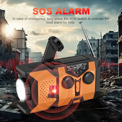 Hand Crank Emergency Radio AM/FM/WB Weather Radio with Power Bank SOS Flashlight Portable Radio for Indoor Outdoor Emergencies