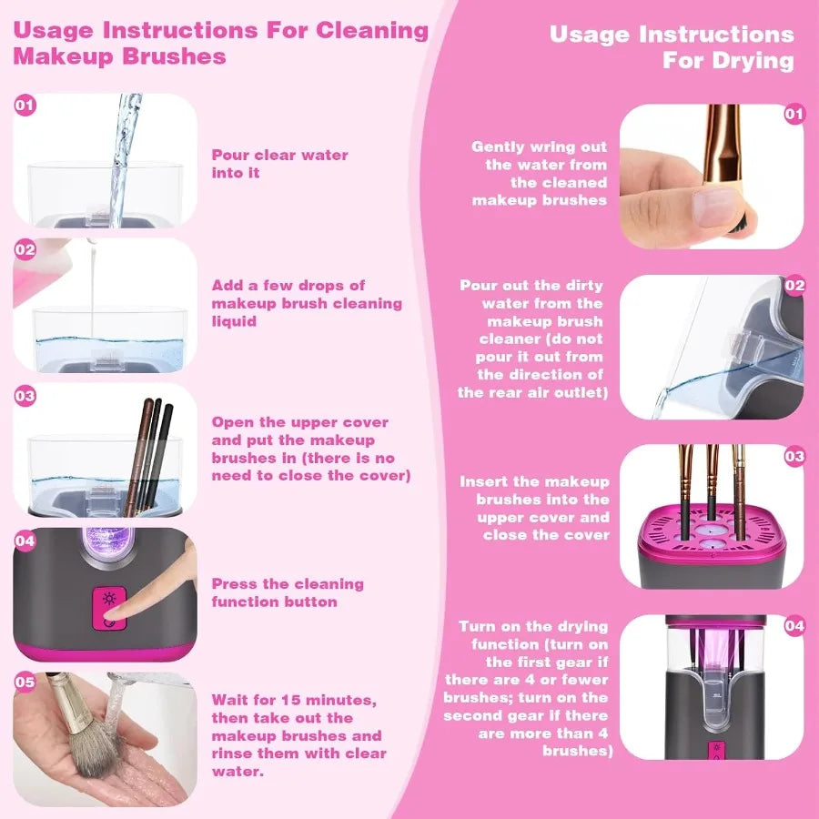 2 in 1 Electric Makeup Brush Cleaner Ultrasonic Cleaner Machine with 95 Hot Air Cycle Dryer Ultra Fast Effective Make up Brush