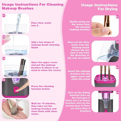 2 in 1 Electric Makeup Brush Cleaner Ultrasonic Cleaner Machine with 95 Hot Air Cycle Dryer Ultra Fast Effective Make up Brush