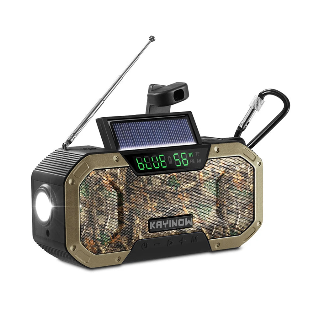 Solar Hand Crank Radio 5000Mah Power Bank Emergency Radio Bluetooth-Compatible SOS Alarm Super-Bright Flashlight for Outdoor
