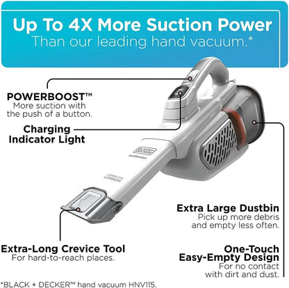 BLACK+DECKER Dustbuster Handheld Vacuum, Cordless, Advancedclean+, White (HHVK320J10)