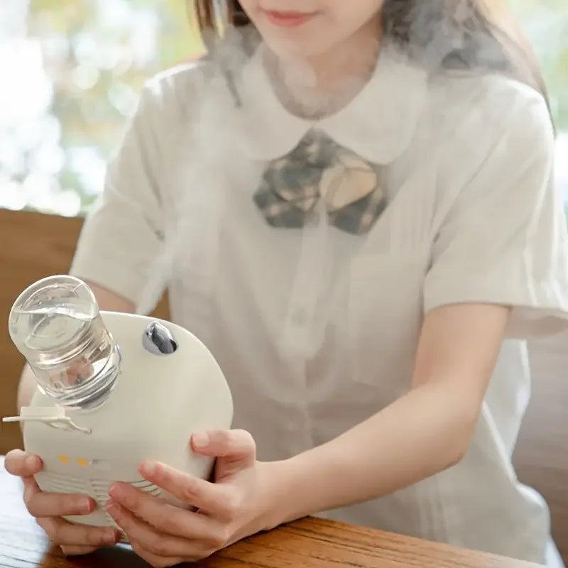 3-Speed USB Mini Fan with Rechargeable Battery, Adjustable Mist, Quiet Cooling, Portable Desk Fan, Personal Air Cooler, Humidifi